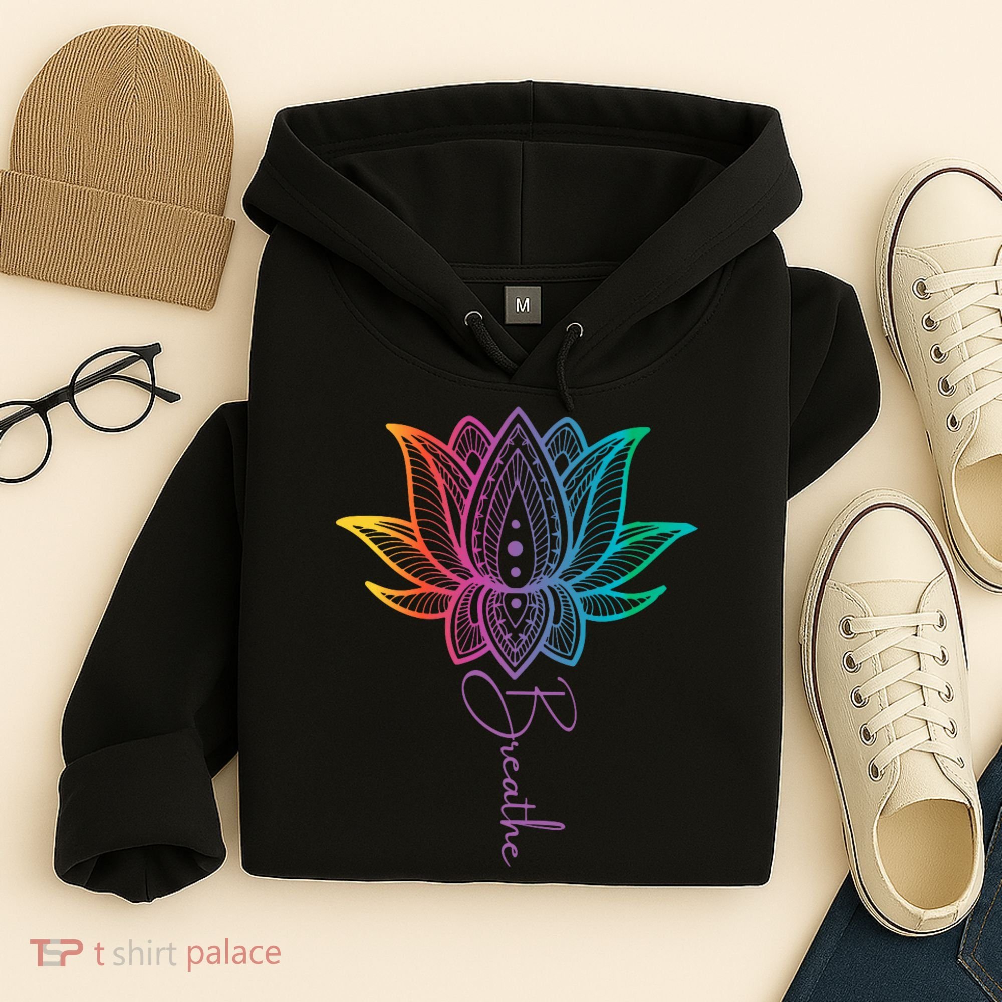 Breathe Lotus Mandala Unalome Inspire & Shine Creations Hoodie