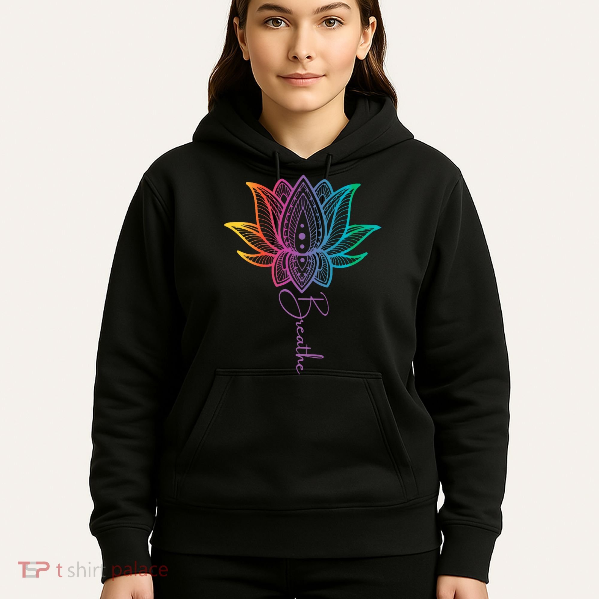 Breathe Lotus Mandala Unalome Inspire & Shine Creations Hoodie