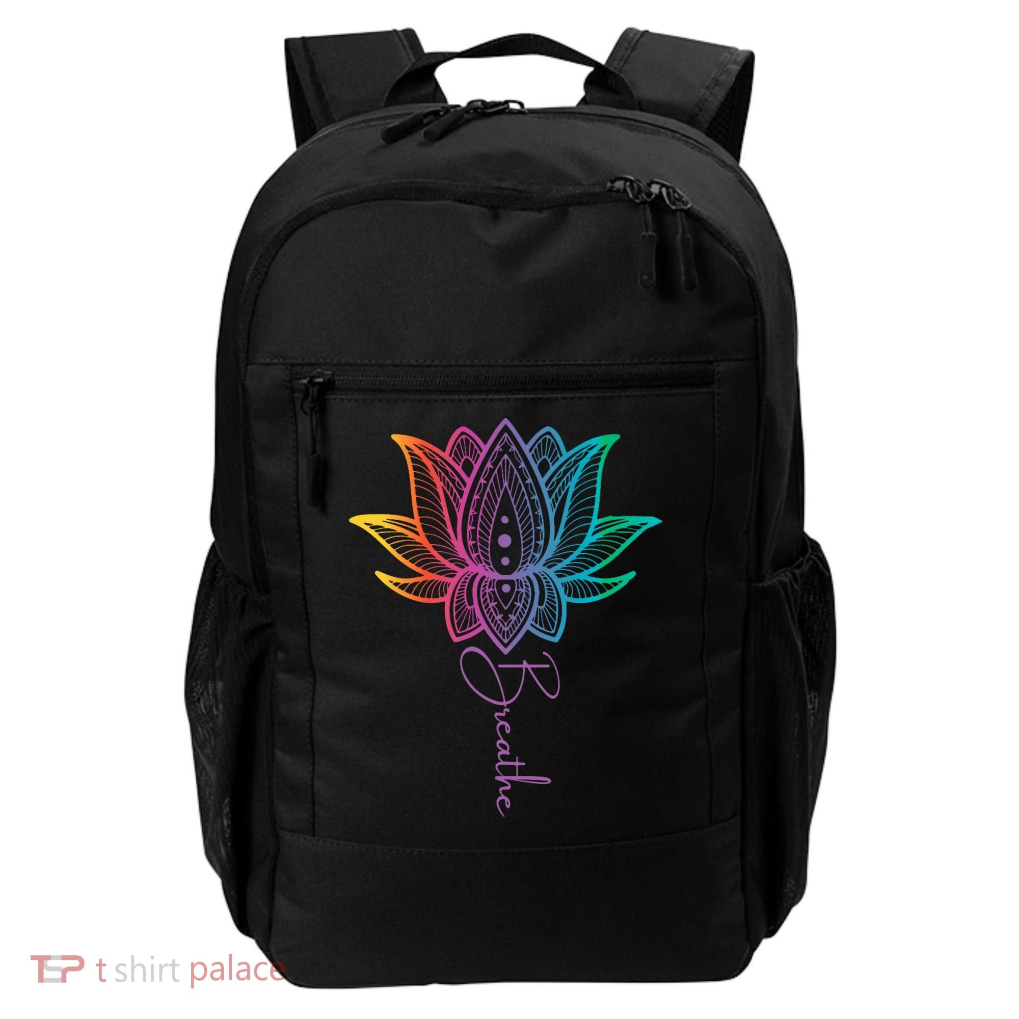 Breathe Lotus Mandala Unalome Inspire & Shine Creations Backpack