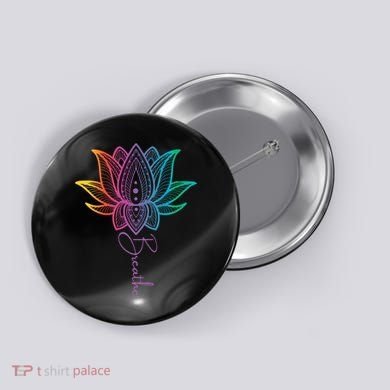 Breathe Lotus Mandala Unalome Inspire & Shine Creations Button