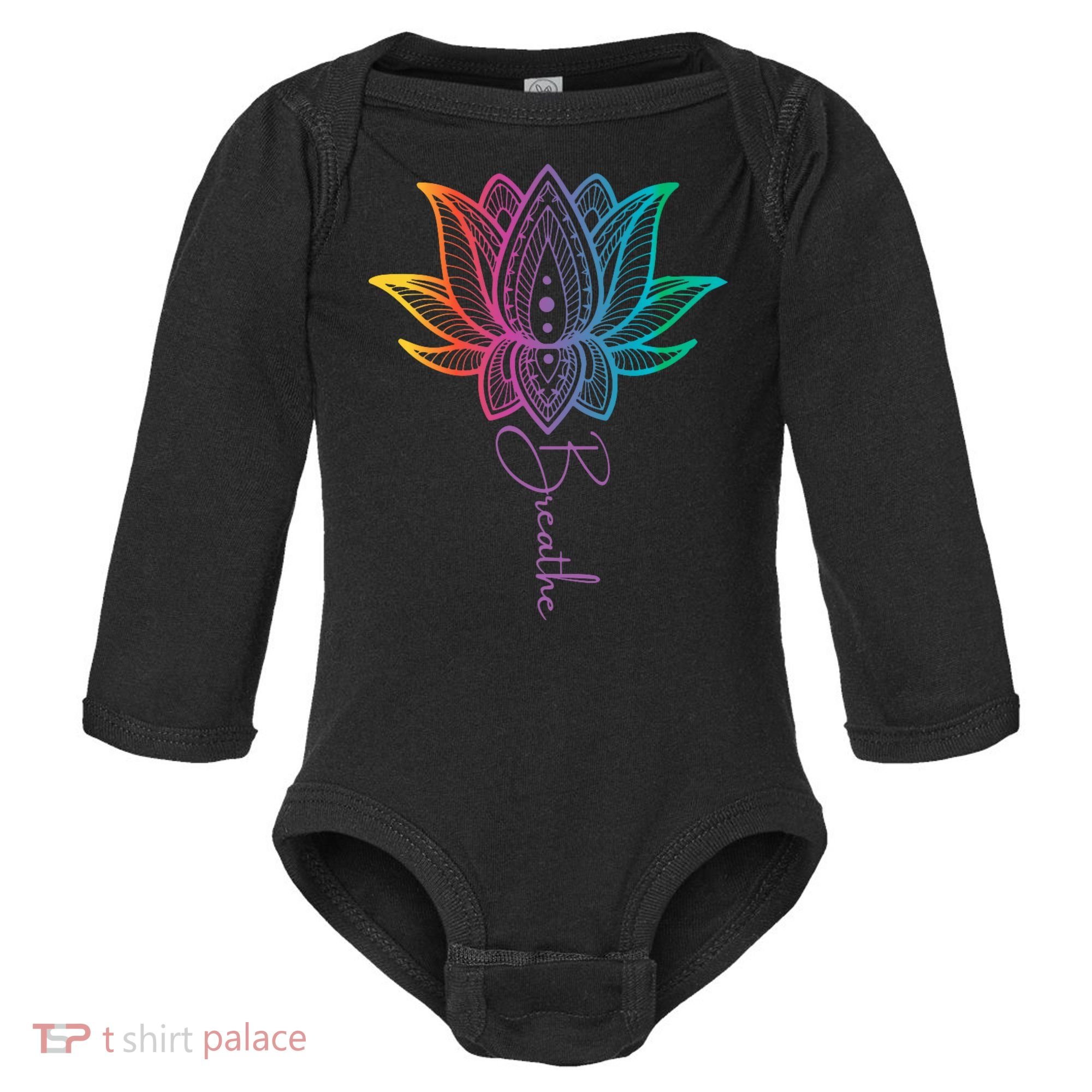 Breathe Lotus Mandala Unalome Inspire & Shine Creations Baby Long Sleeve Bodysuit