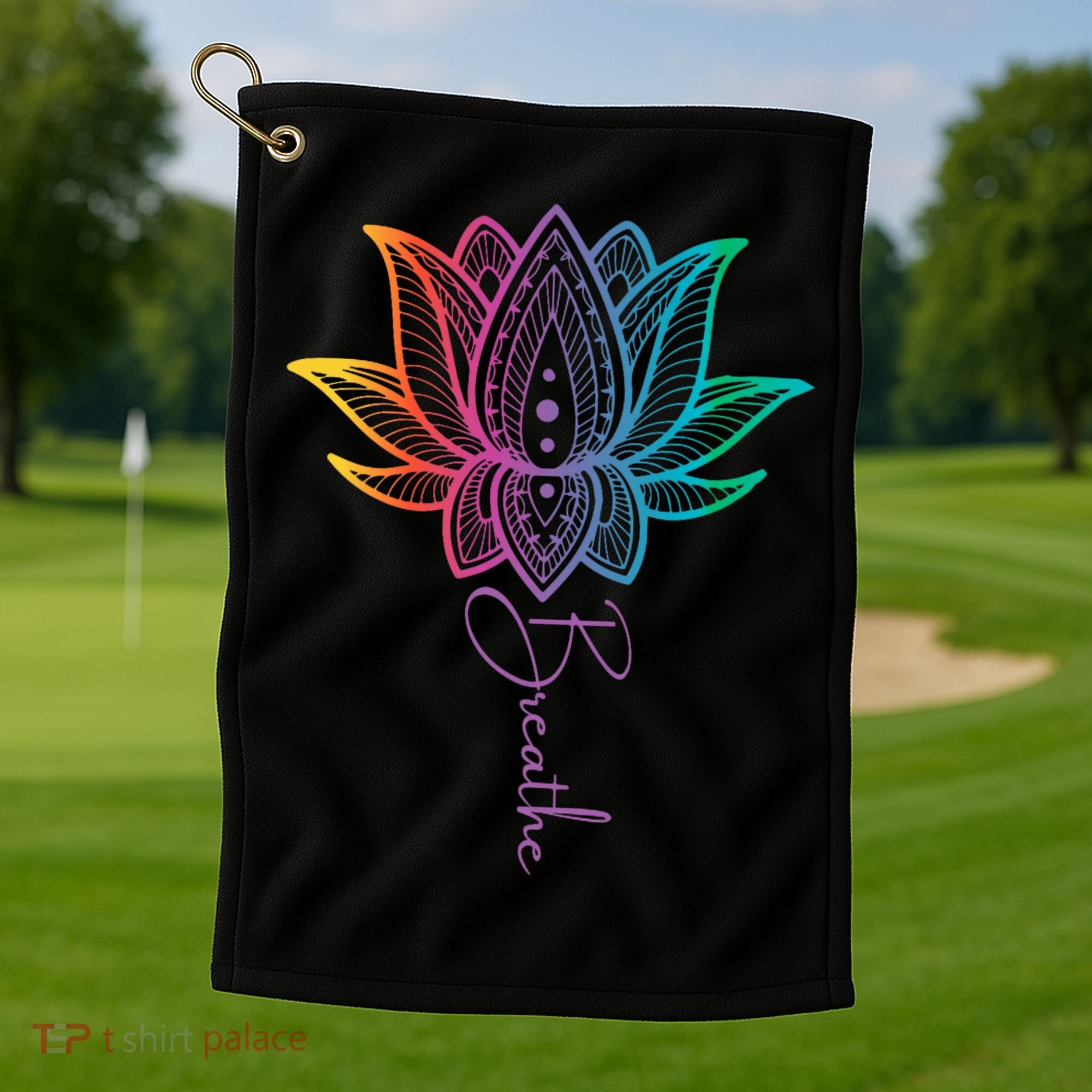 Breathe Lotus Mandala Unalome Inspire & Shine Creations Golf Towel