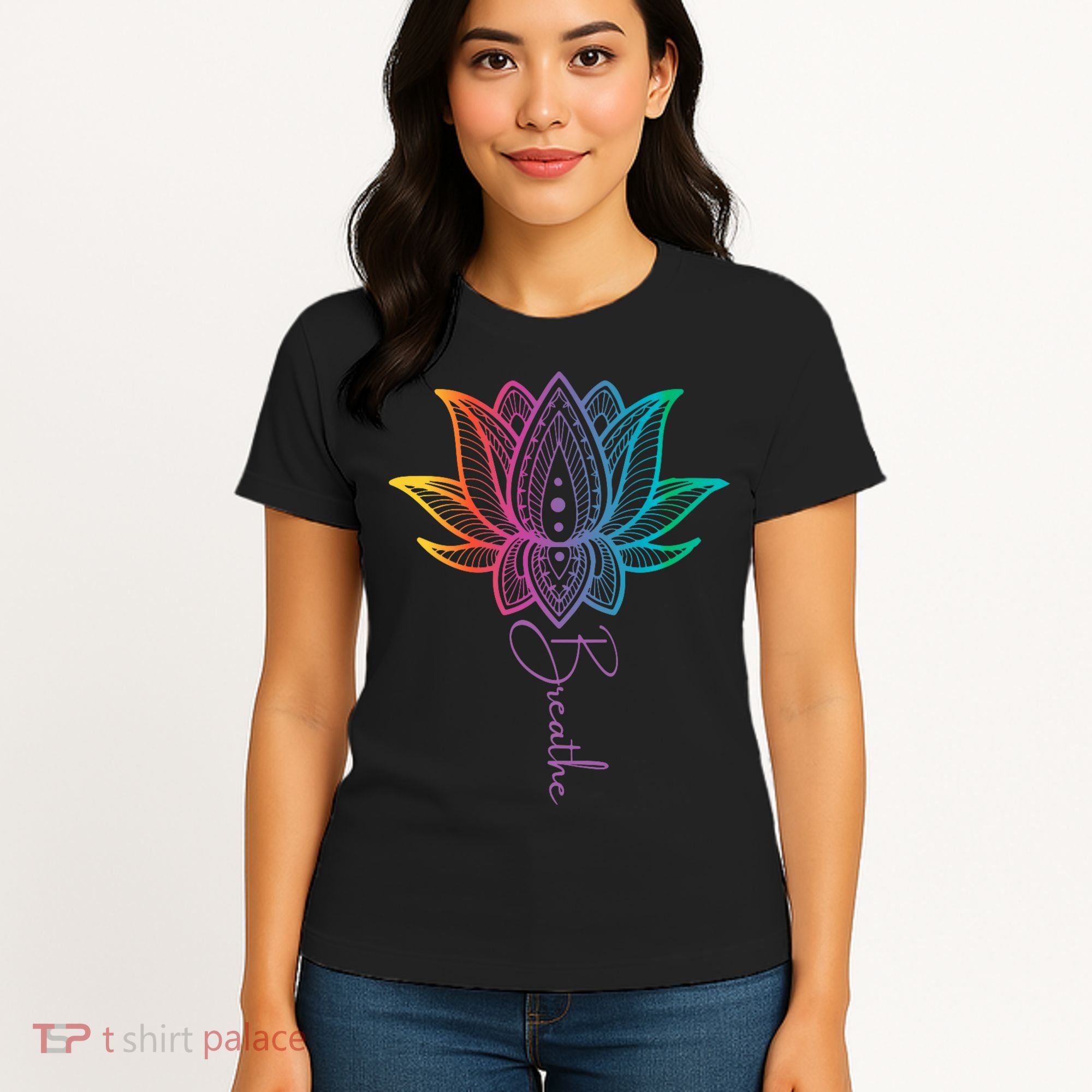 Breathe Lotus Mandala Unalome Inspire & Shine Creations Women's T-Shirt