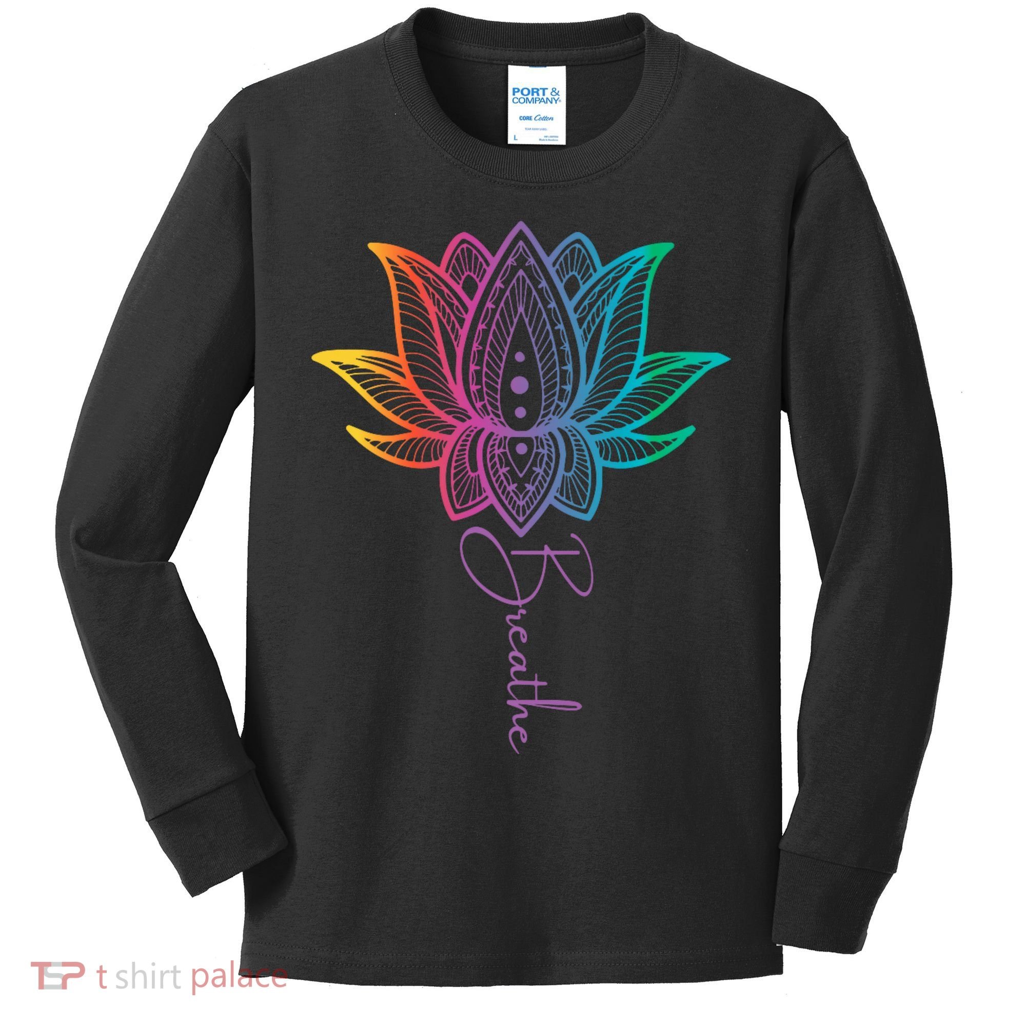 Breathe Lotus Mandala Unalome Inspire & Shine Creations Kids Long Sleeve Shirt
