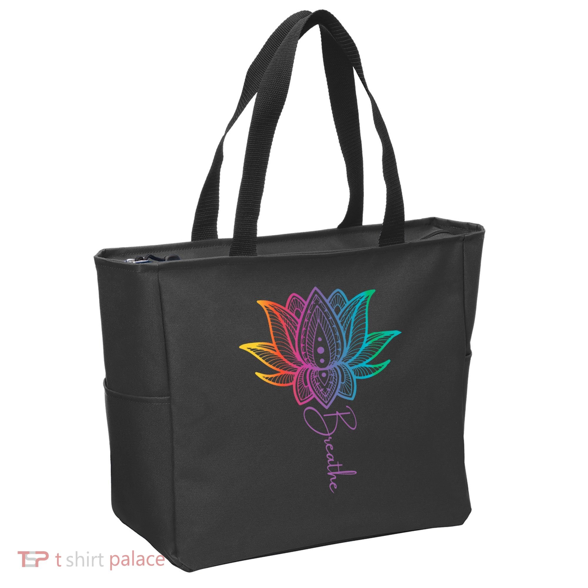 Breathe Lotus Mandala Unalome Inspire & Shine Creations Tote Bag