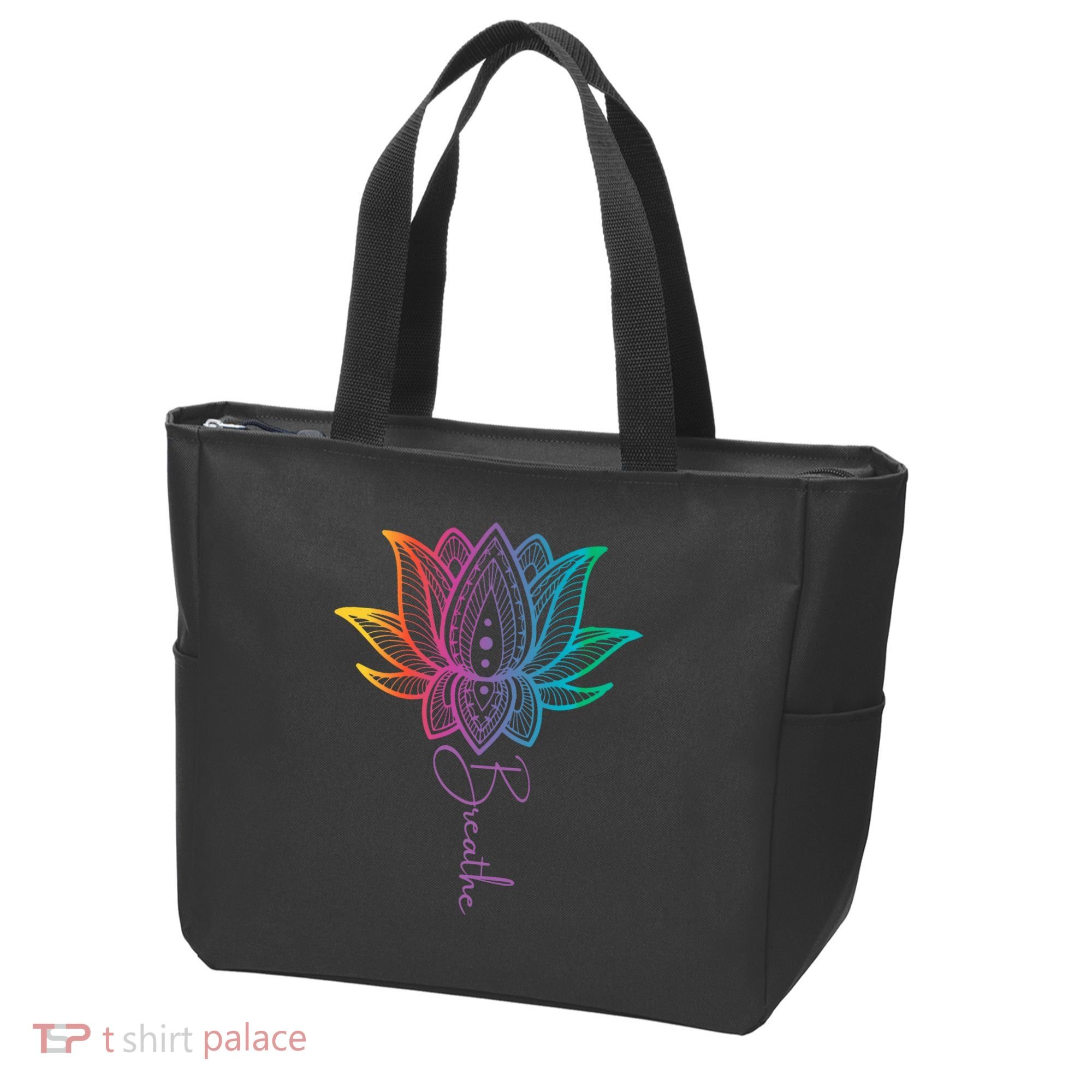 Breathe Lotus Mandala Unalome Inspire & Shine Creations Tote Bag