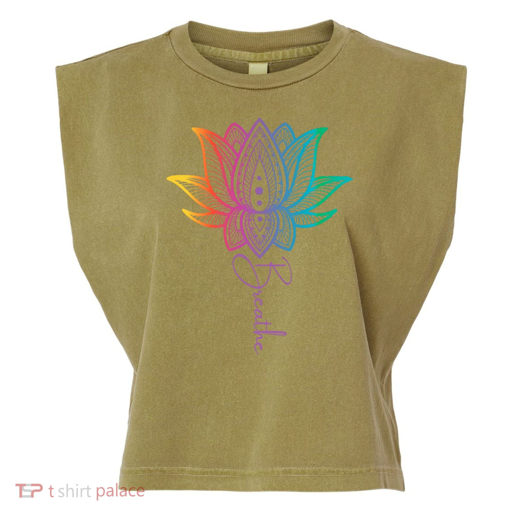 Breathe Lotus Mandala Unalome Inspire & Shine Creations Garment-Dyed Women's Muscle Tee