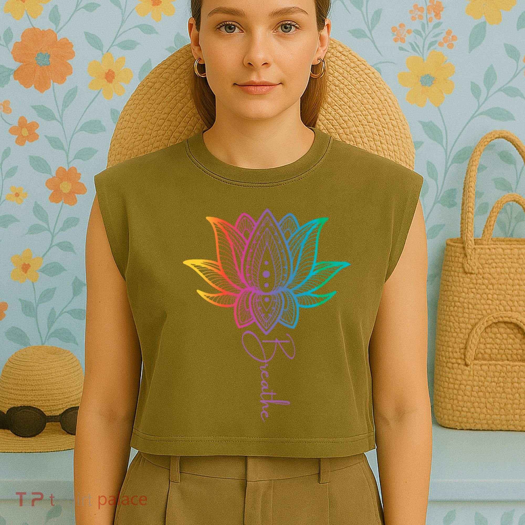 Breathe Lotus Mandala Unalome Inspire & Shine Creations Garment-Dyed Women's Muscle Tee