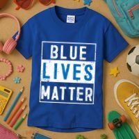 Blue Lives Matter Funny Police Officer Supporter Gift Great Gift Kids T-Shirt thumb 3