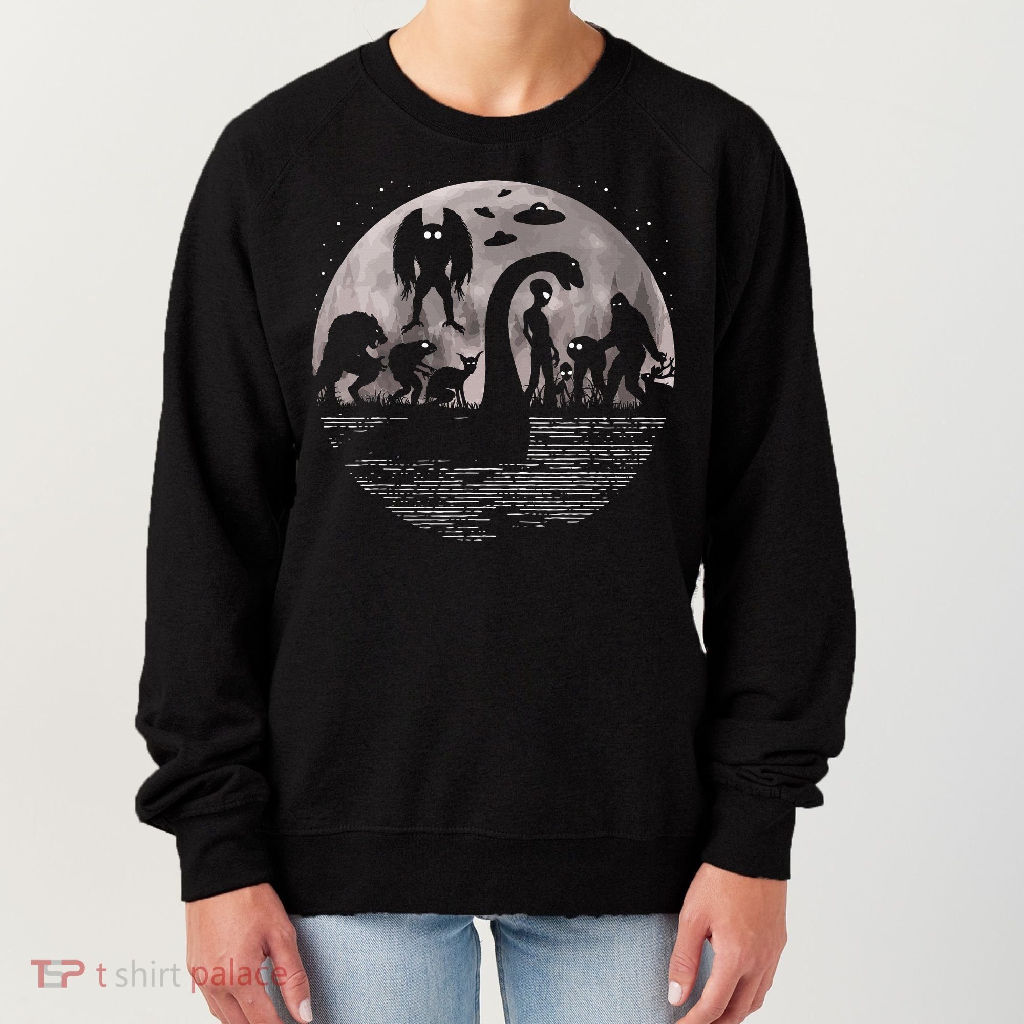 Bigfoot Loch Ness Monster Mothman And Aliens! Funny Cryptid Women's Sweatshirt