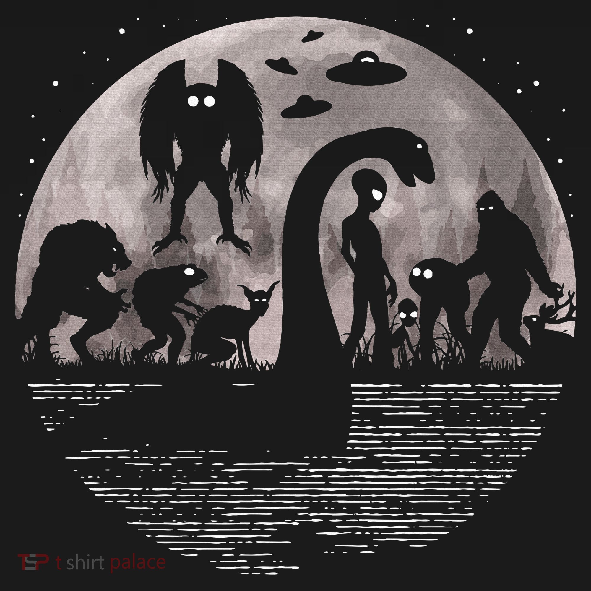 Bigfoot Loch Ness Monster Mothman And Aliens! Funny Cryptid USA-Made Doggie Bandana