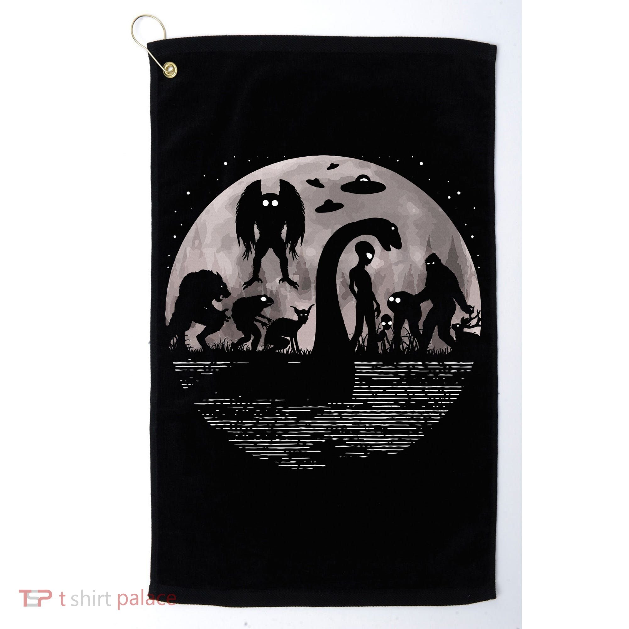 Bigfoot Loch Ness Monster Mothman And Aliens! Funny Cryptid Golf Towel