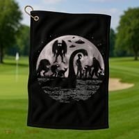 Bigfoot Loch Ness Monster Mothman And Aliens! Funny Cryptid Golf Towel thumb 1