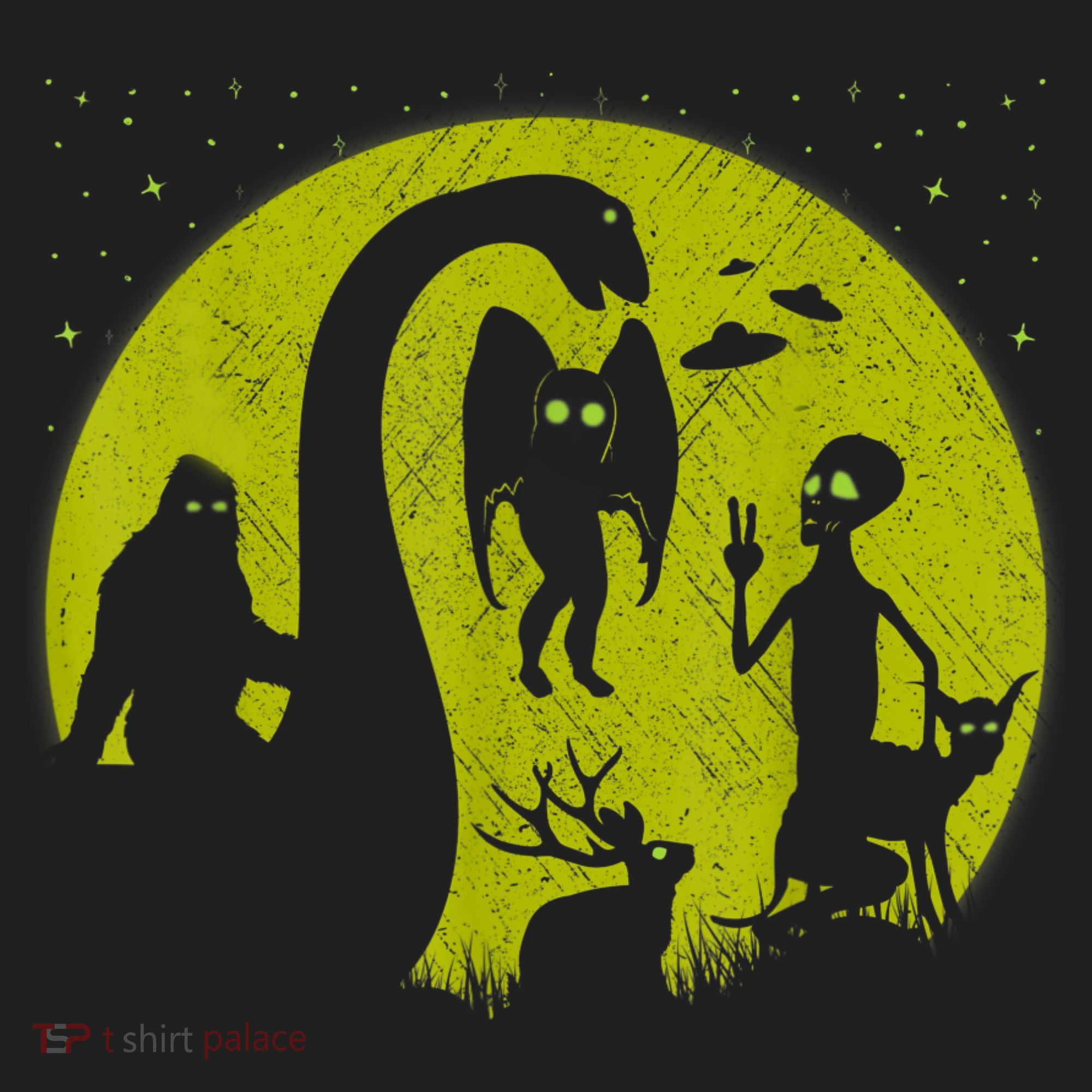 Bigfoot Loch Ness Monster And Mothman Ufos Chupacabra Alien Golf Towel