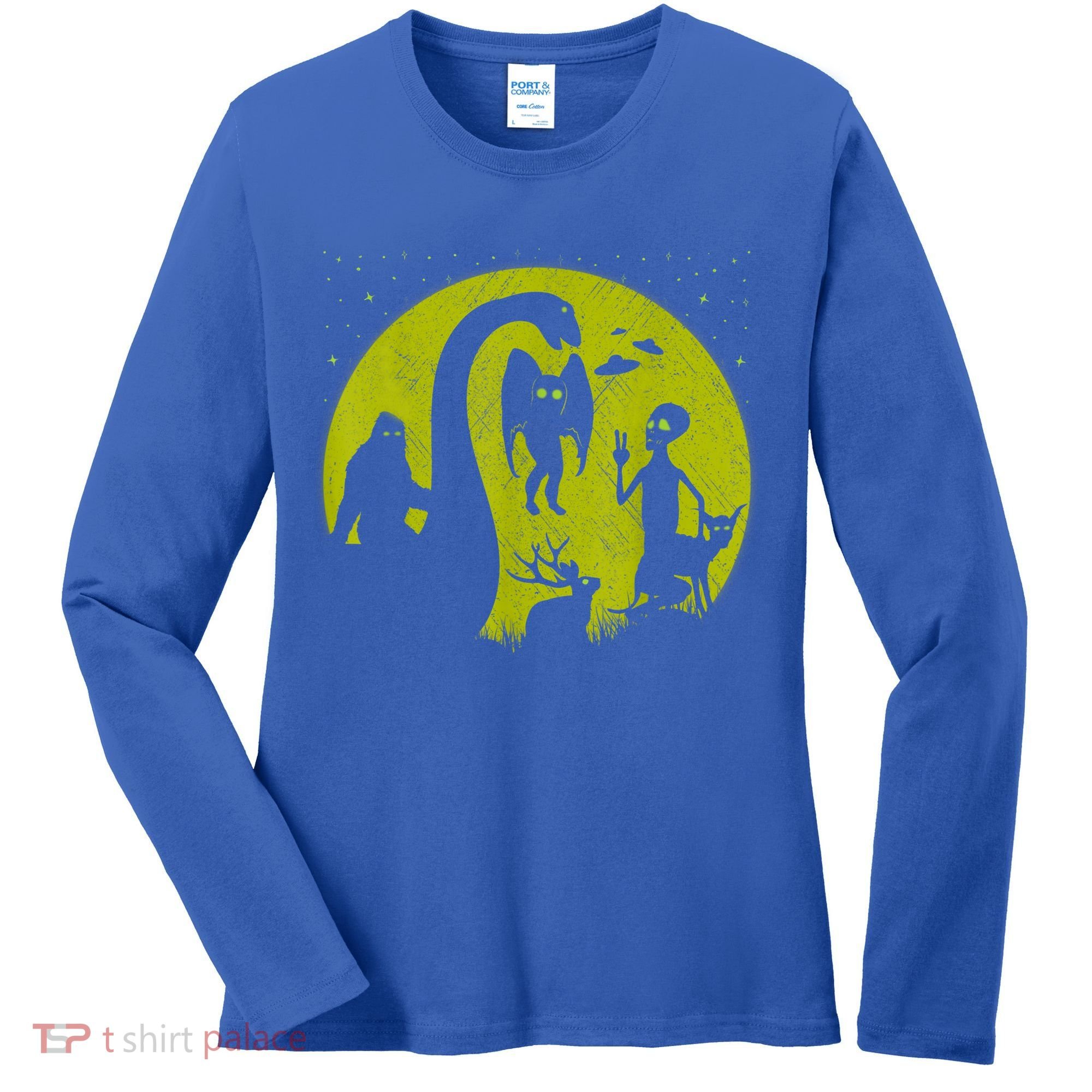 Bigfoot Loch Ness Monster And Mothman Ufos Chupacabra Alien Women's Long Sleeve Shirt