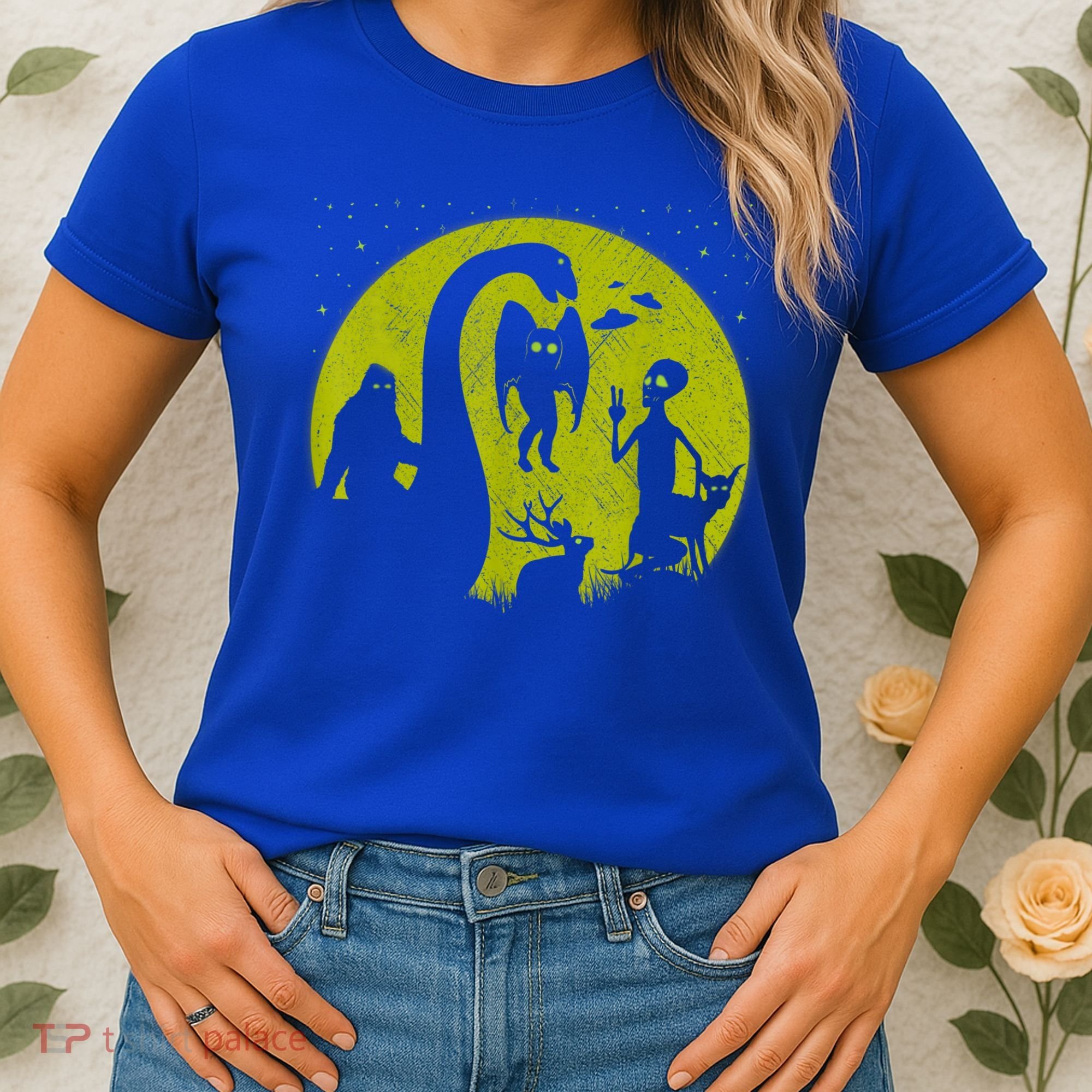 Bigfoot Loch Ness Monster And Mothman Ufos Chupacabra Alien Women's T-Shirt