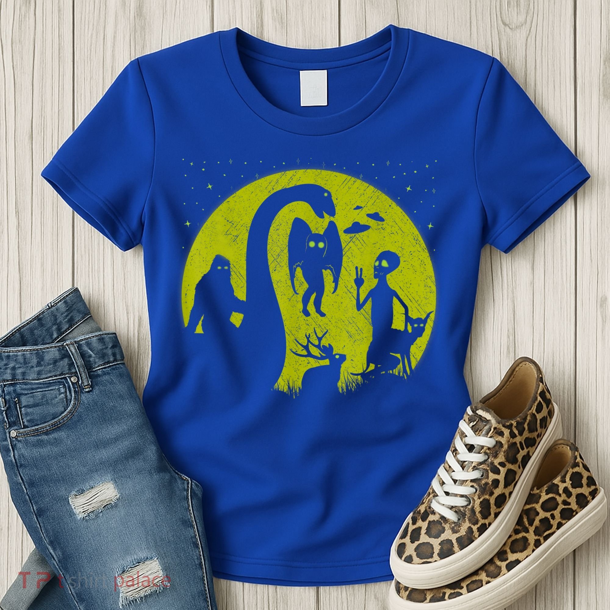 Bigfoot Loch Ness Monster And Mothman Ufos Chupacabra Alien Women's T-Shirt