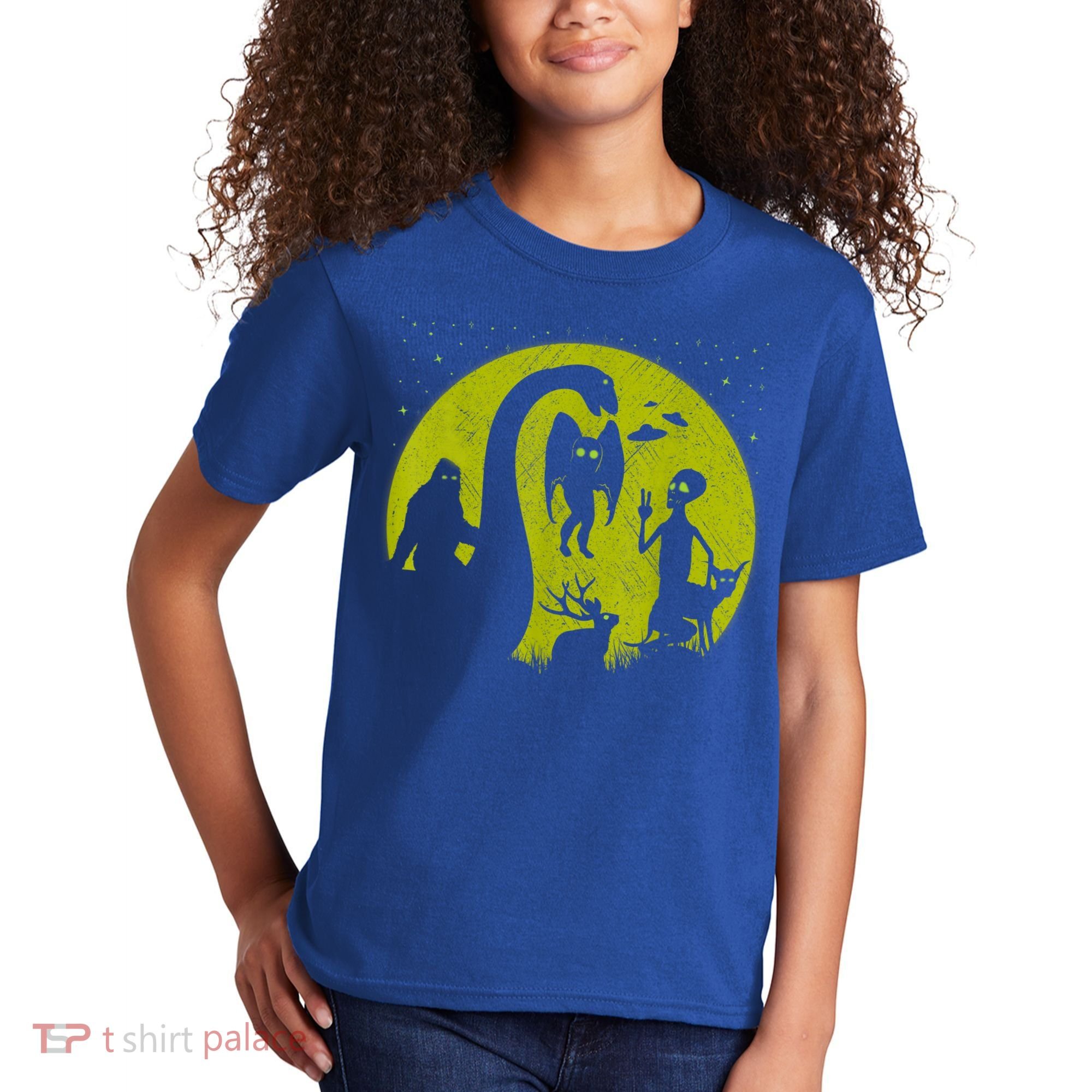 Bigfoot Loch Ness Monster And Mothman Ufos Chupacabra Alien Kids T-Shirt