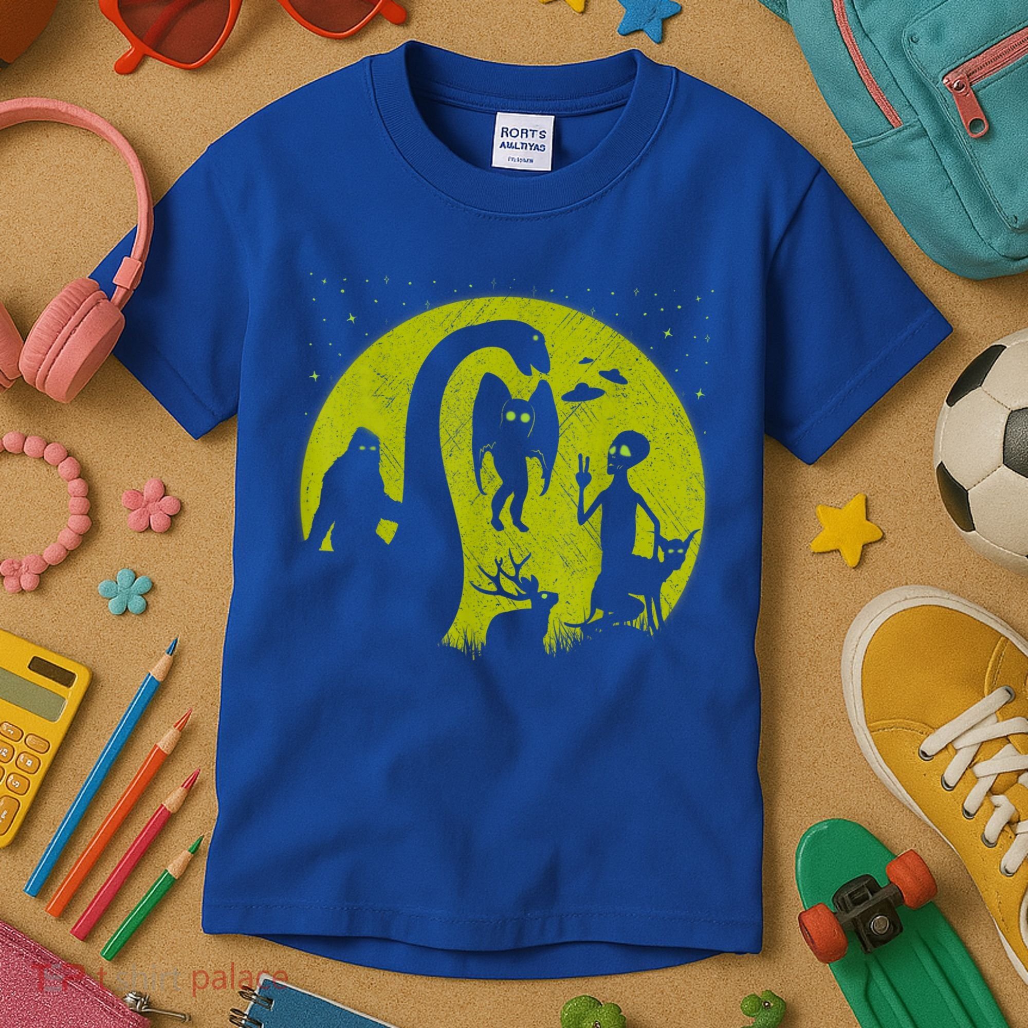 Bigfoot Loch Ness Monster And Mothman Ufos Chupacabra Alien Kids T-Shirt