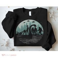 Bigfoot Loch Ness Monster With Mothman Aliens! Funny Cryptid Sweatshirt thumb 2