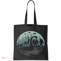 Bigfoot Loch Ness Monster With Mothman Aliens! Funny Cryptid Tote Bag thumb 0