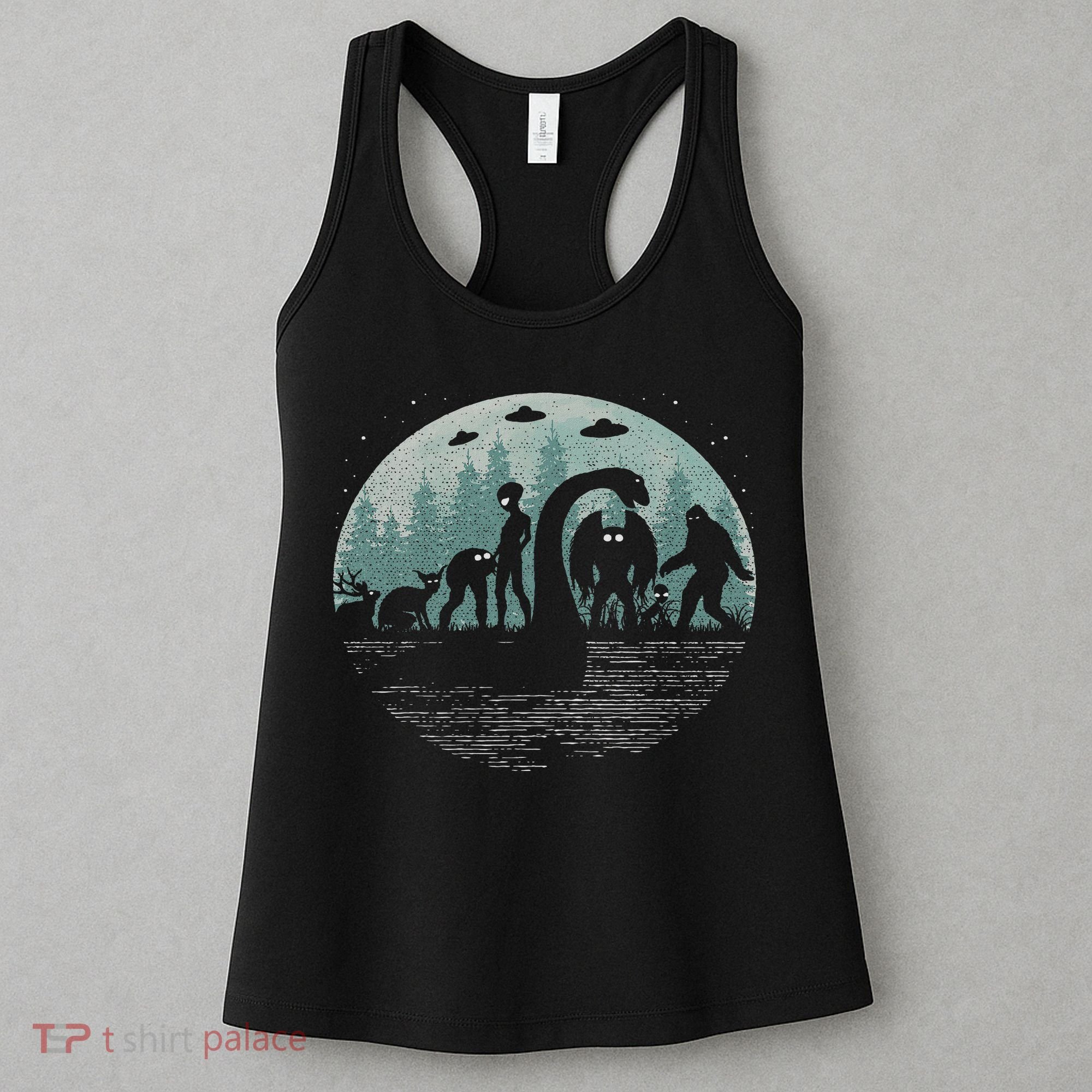 Bigfoot Loch Ness Monster With Mothman Aliens! Funny Cryptid Women's Tank Top