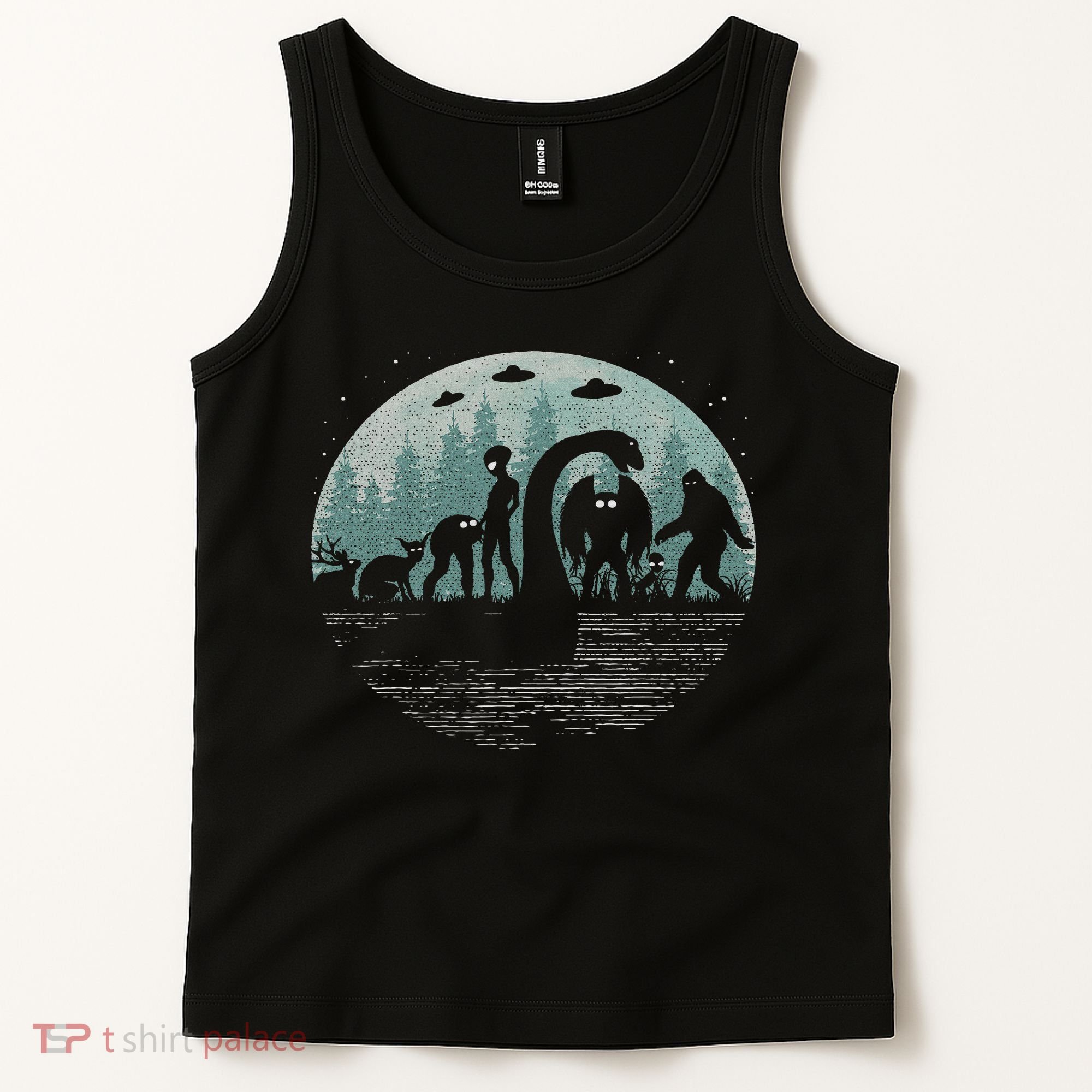 Bigfoot Loch Ness Monster With Mothman Aliens! Funny Cryptid Tank Top