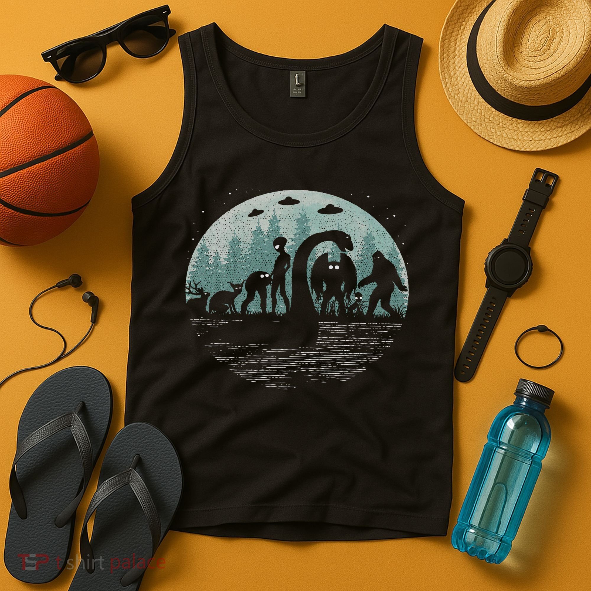 Bigfoot Loch Ness Monster With Mothman Aliens! Funny Cryptid Tank Top