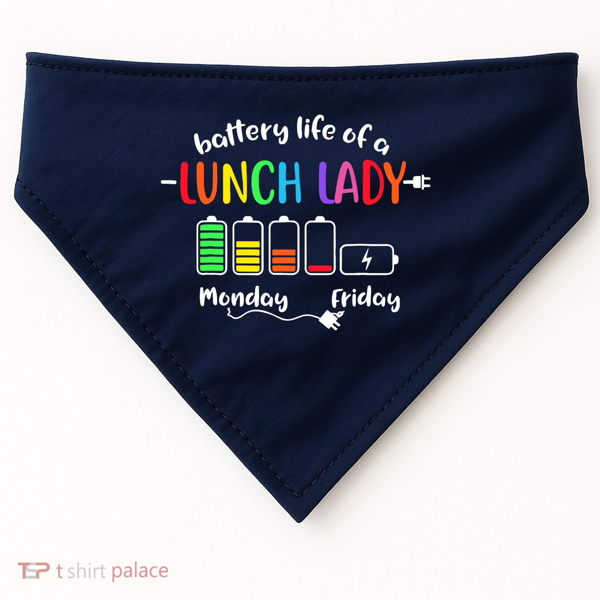 Battery Life Of A School Lunch Lady Cafeteria Worker Funny USA-Made Doggie Bandana