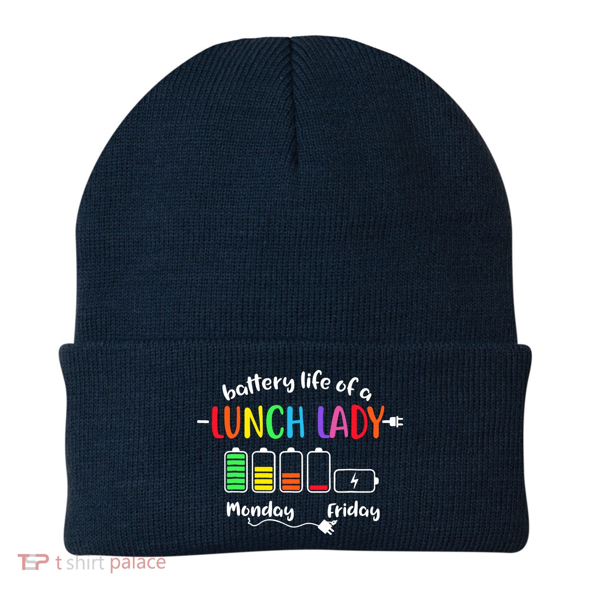 Battery Life Of A School Lunch Lady Cafeteria Worker Funny Beanie