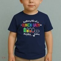 Battery Life Of A School Lunch Lady Cafeteria Worker Funny Toddler T-Shirt thumb 2