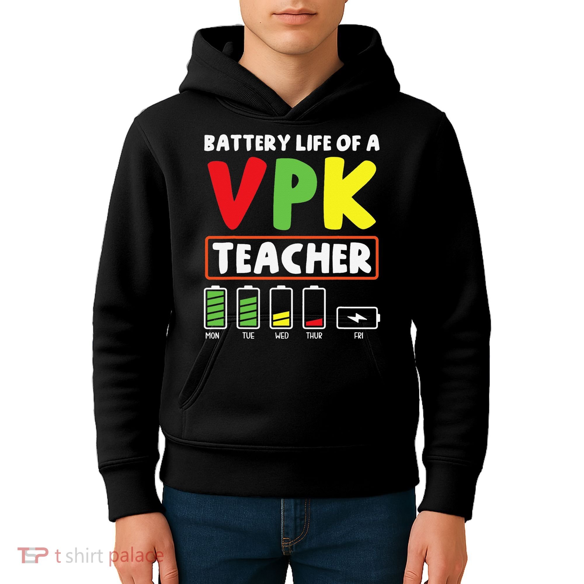Battery Life Of A Vpk Teacher Kids Hoodie