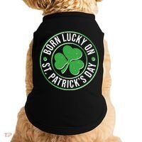 Born Lucky On St Patrick's Day Shamrock Emblem Doggie Tank thumb 0