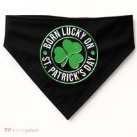 Born Lucky On St Patrick's Day Shamrock Emblem USA-Made Doggie Bandana thumb 0