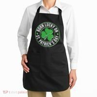 Born Lucky On St Patrick's Day Shamrock Emblem Apron thumb 2