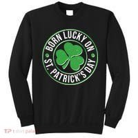 Born Lucky On St Patrick's Day Shamrock Emblem Sweatshirt thumb 0