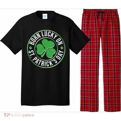 Born Lucky On St Patrick's Day Shamrock Emblem Pajama Set