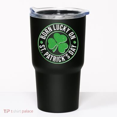 Born Lucky On St Patrick's Day Shamrock Emblem Tumbler