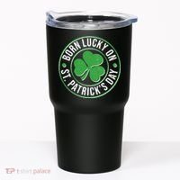 Born Lucky On St Patrick's Day Shamrock Emblem Tumbler thumb 0