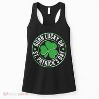 Born Lucky On St Patrick's Day Shamrock Emblem Women's Tank Top thumb 0
