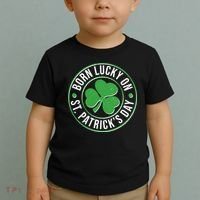 Born Lucky On St Patrick's Day Shamrock Emblem Toddler T-Shirt thumb 2