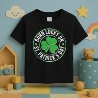 Born Lucky On St Patrick's Day Shamrock Emblem Toddler T-Shirt thumb 3