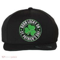 Born Lucky On St Patrick's Day Shamrock Emblem Wool Snapback Cap thumb 0