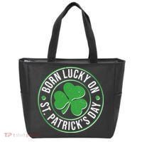 Born Lucky On St Patrick's Day Shamrock Emblem Tote Bag thumb 0