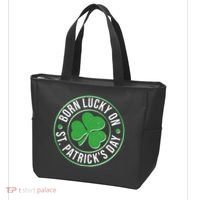 Born Lucky On St Patrick's Day Shamrock Emblem Tote Bag thumb 3