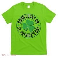 Born Lucky On St Patrick's Day Shamrock Emblem T-Shirt thumb 0