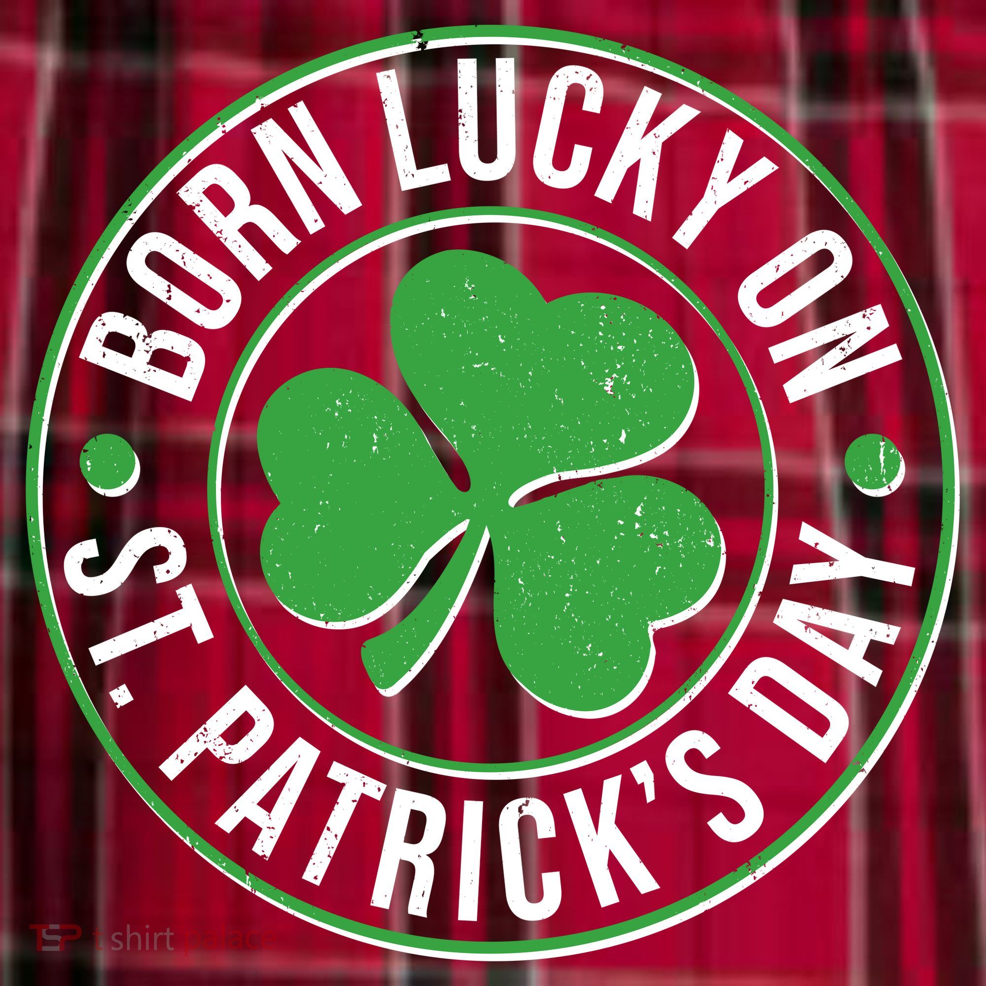 Born Lucky On St Patrick's Day Shamrock Emblem Women's Flannel Plaid Pajama Pants