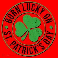 Born Lucky On St Patrick's Day Shamrock Emblem Santa Hat thumb 1