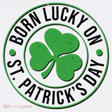 Born Lucky On St Patrick's Day Shamrock Emblem Garment-Dyed Sweatshirt