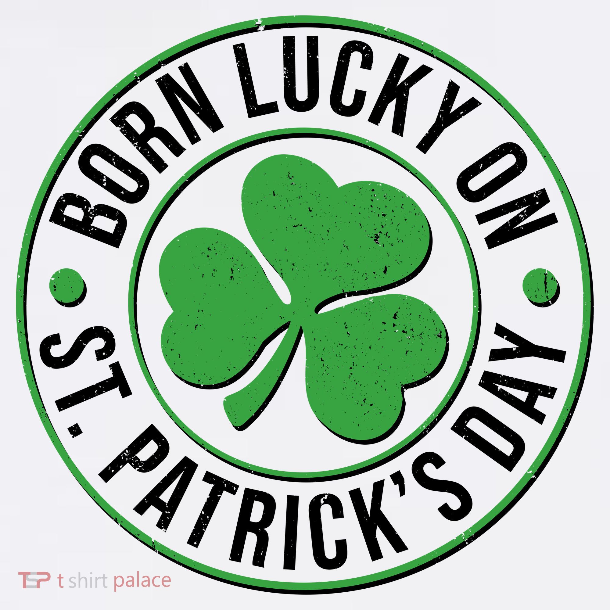Born Lucky On St Patrick's Day Shamrock Emblem Garment-Dyed Sweatshirt